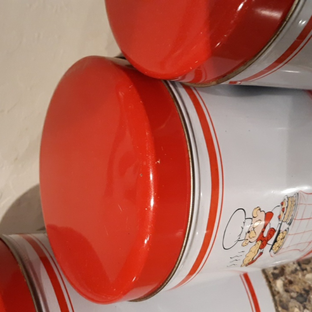 Vintage Tin Nesting Canister Set Of 4 Vintage - Picture 6 of 15